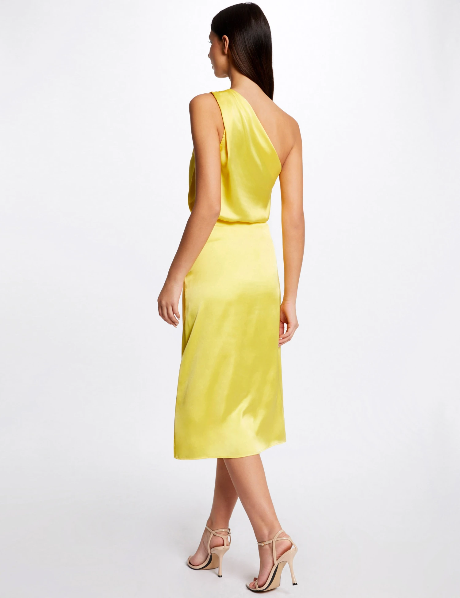 Blouse Asymétrique Satin Jaune Femme 2 Blouse Asymétrique Satin Jaune Femme – Image 2