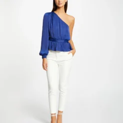 Blouse Asymétrique Smockée Bleu Electrique Femme -Morgandetoi Boutique blouse asymetrique smockee bleu electrique femme vue5 32536300942140314