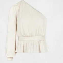 Blouse Asymétrique Smockée Ecru Moyen Femme -Morgandetoi Boutique blouse asymetrique smockee ecru moyen femme vue3 32536300942140213