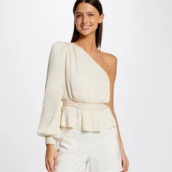 Blouse Asymétrique Smockée Ecru Moyen Femme -Morgandetoi Boutique blouse asymetrique smockee ecru moyen femme vue6 32536300942140213