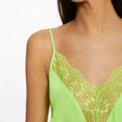 Blouse Bretelles Fines à Dentelle Anis Femme -Morgandetoi Boutique blouse bretelles fines a dentelle anis femme vue4 32536300883140604