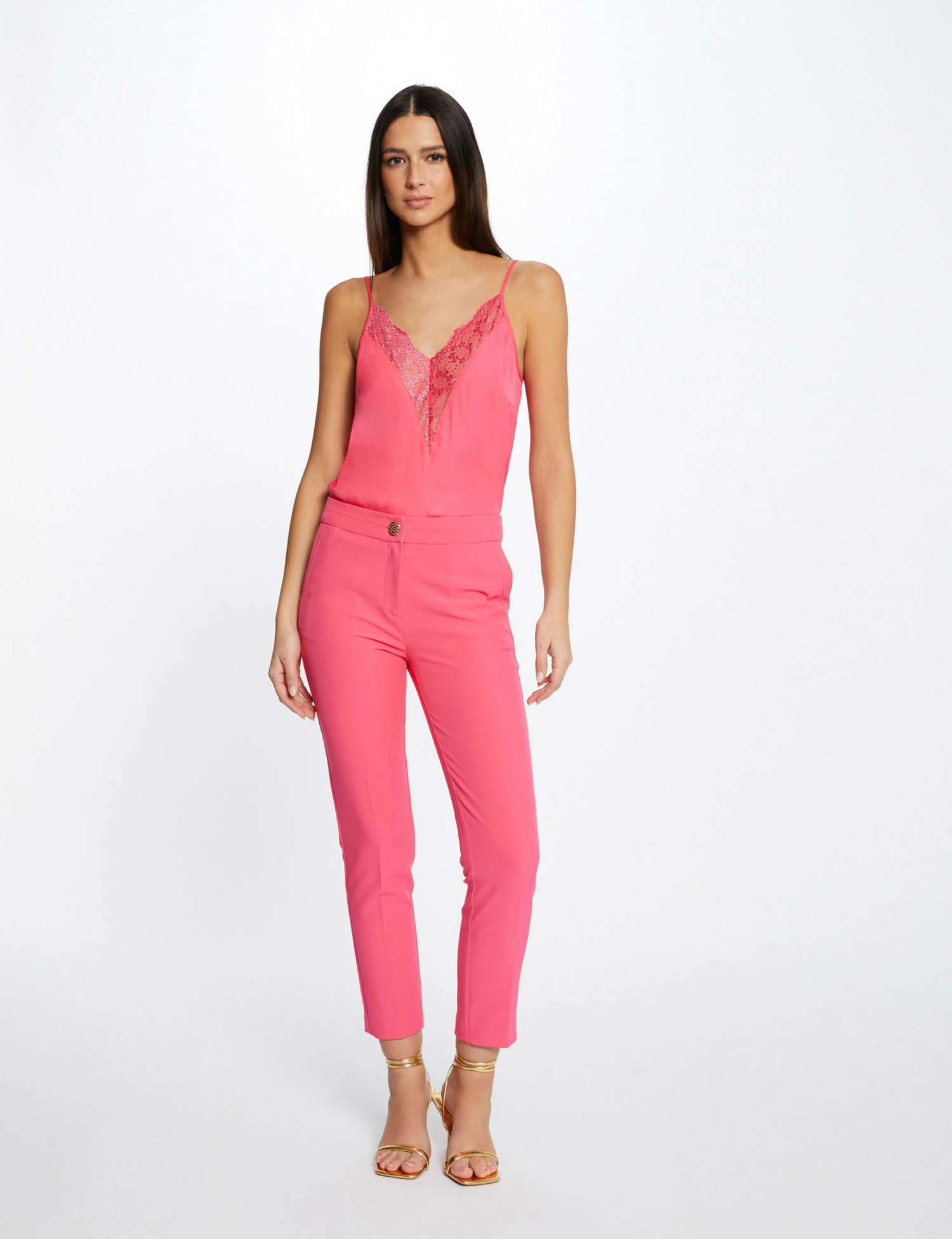 Blouse Bretelles Fines à Dentelle Rose Femme 3 Blouse Bretelles Fines à Dentelle Rose Femme – Image 3