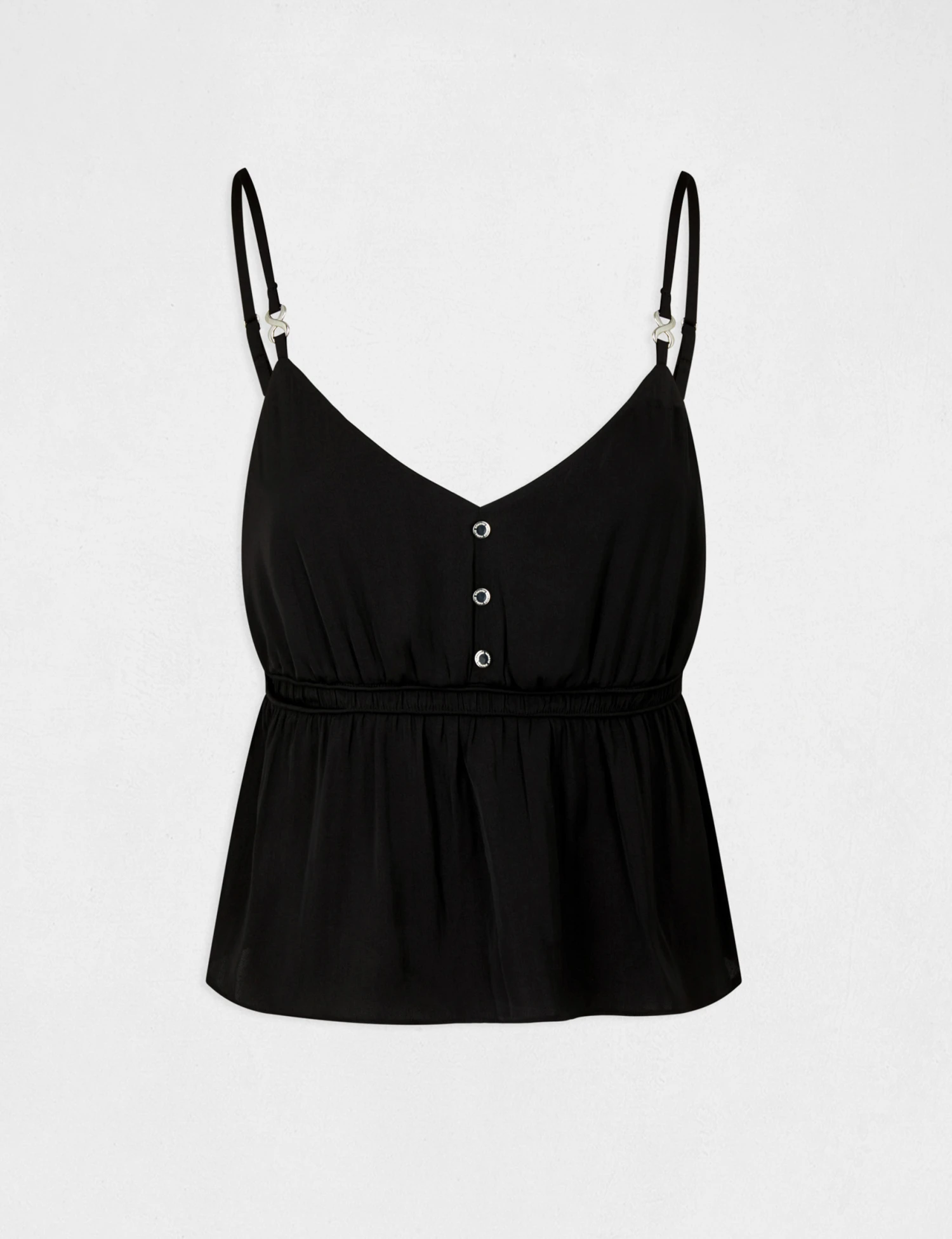 Blouse Bretelles Fines à Ornements Noir Femme 4 Blouse Bretelles Fines à Ornements Noir Femme – Image 4