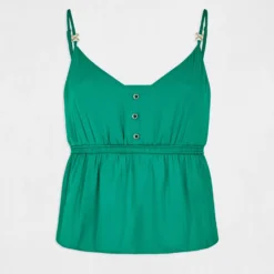 Blouse Bretelles Fines à Ornements Vert Femme 8 Blouse Bretelles Fines à Ornements Vert Femme -Morgandetoi Boutique blouse bretelles fines a ornements vert femme vue3 32536300942170600