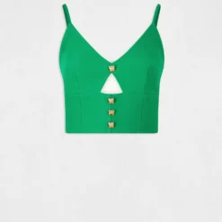 Blouse Bretelles Fines Avec Boutons Vert Femme -Morgandetoi Boutique blouse bretelles fines avec boutons vert femme vue3 32536300942160600