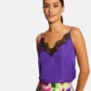 Blouse Bretelles Fines Avec Dentelle Violet Fonce Femme