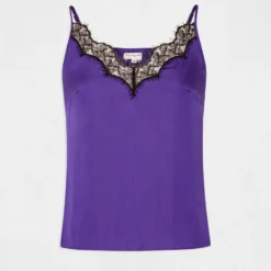 Blouse Bretelles Fines Avec Dentelle Violet Fonce Femme -Morgandetoi Boutique blouse bretelles fines avec dentelle violet fonce femme vue3 32536300931350311
