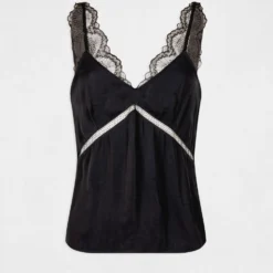 Blouse Bretelles Larges à Dentelle Marine Femme -Morgandetoi Boutique blouse bretelles larges a dentelle marine femme vue3 32536300949080301