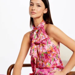 Blouse Col Lavallière Imprimé Floral Multico Femme