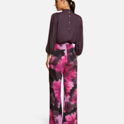 Morgandetoi Boutique -Morgandetoi Boutique blouse manches 34 satinee prune femme vue2 32536300931540505