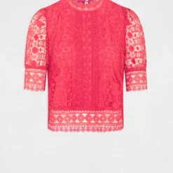 Blouse Manches Courtes En Dentelle Rose Moyen Femme -Morgandetoi Boutique blouse manches courtes en dentelle rose moyen femme vue3 32536300886960514