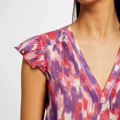 Blouse Manches Courtes Imprimé Abstrait Multico Femme -Morgandetoi Boutique blouse manches courtes imprime abstrait multico femme vue4 32536300955060900