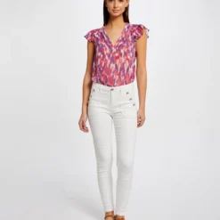 Blouse Manches Courtes Imprimé Abstrait Multico Femme -Morgandetoi Boutique blouse manches courtes imprime abstrait multico femme vue5 32536300955060900