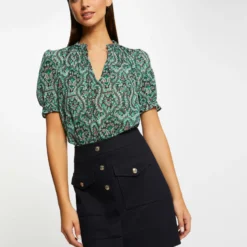 Blouse Manches Courtes Imprimée Multico Femme