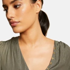 Blouse Manches Courtes Imprimée Vert Kaki Femme 9 Blouse Manches Courtes Imprimée Vert Kaki Femme -Morgandetoi Boutique blouse manches courtes imprimee vert kaki femme vue4 32536300931560715