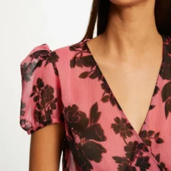 Blouse Manches Courtes Noeud Imprimée Multico Femme -Morgandetoi Boutique blouse manches courtes noeud imprimee multico femme vue4 32536300931300900