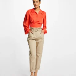 Blouse Manches Longues Bouffantes Orange Femme -Morgandetoi Boutique blouse manches longues bouffantes orange femme vue5 32536300931520712