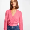 Blouse Manches Longues Imprimée Fuchsia Femme