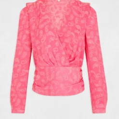 Blouse Manches Longues Imprimée Fuchsia Femme -Morgandetoi Boutique blouse manches longues imprimee fuchsia femme vue3 32536300923530506