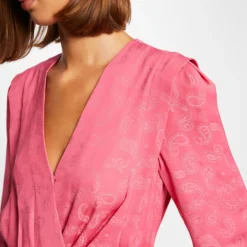 Blouse Manches Longues Imprimée Fuchsia Femme -Morgandetoi Boutique blouse manches longues imprimee fuchsia femme vue4 32536300923530506