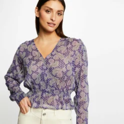 Blouse Manches Longues Imprimée Multico Femme
