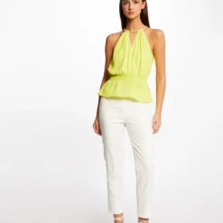 Blouse Sans Manches à Col Cache-coeur Anis Femme -Morgandetoi Boutique blouse sans manches a col cache coeur anis femme vue5 32536300894820604