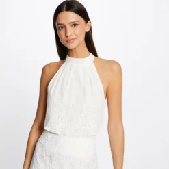 Blouse Sans Manches Avec Broderie Ecru Femme 8 Blouse Sans Manches Avec Broderie Ecru Femme -Morgandetoi Boutique blouse sans manches avec broderie ecru femme vue6 32536300939400201