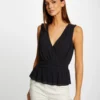 Blouse Sans Manches Détails Chaînes Marine Femme