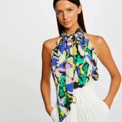 Blouse Sans Manches Imprimé Abstrait Multico Femme