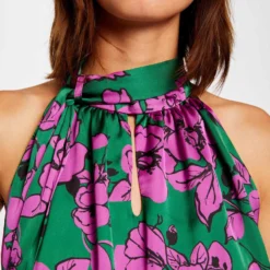 Blouse Sans Manches Imprimé Floral Violet Femme -Morgandetoi Boutique blouse sans manches imprime floral violet femme vue4 32536300910700310