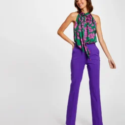 Blouse Sans Manches Imprimé Floral Violet Femme -Morgandetoi Boutique blouse sans manches imprime floral violet femme vue5 32536300910700310