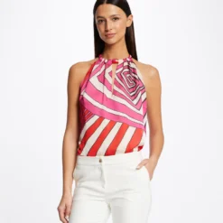 Blouse Sans Manches Imprimé Géométrique Multico Femme -Morgandetoi Boutique blouse sans manches imprime geometrique multico femme vue6 32536300932490900