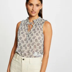 Blouse Sans Manches Imprimé Végétal Multico Femme