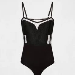 Body Bretelles Fines à Plumetis Noir Femme 8 Body Bretelles Fines à Plumetis Noir Femme -Morgandetoi Boutique body bretelles fines a plumetis noir femme vue3 32536300941670100