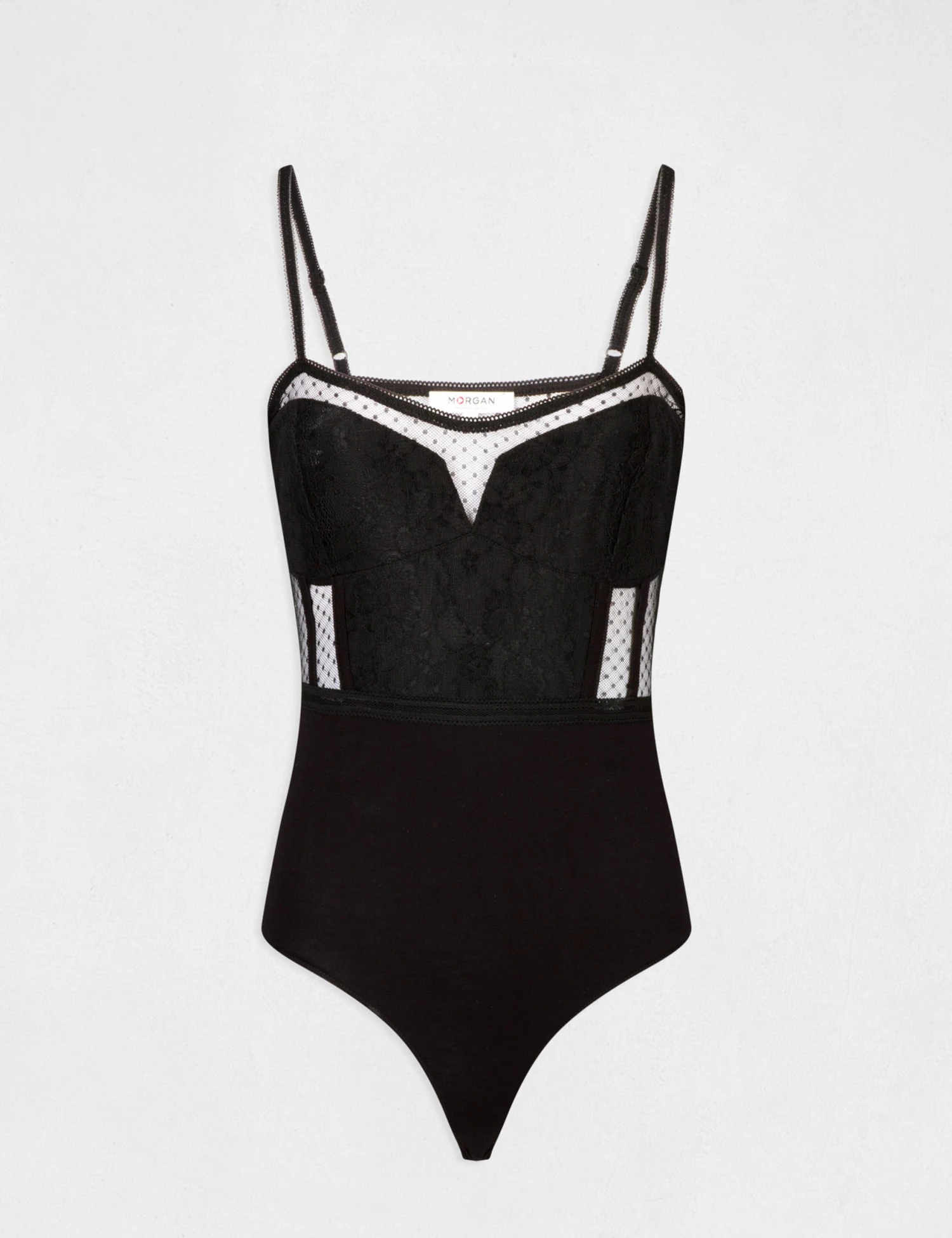 Body Bretelles Fines à Plumetis Noir Femme 4 Body Bretelles Fines à Plumetis Noir Femme – Image 4