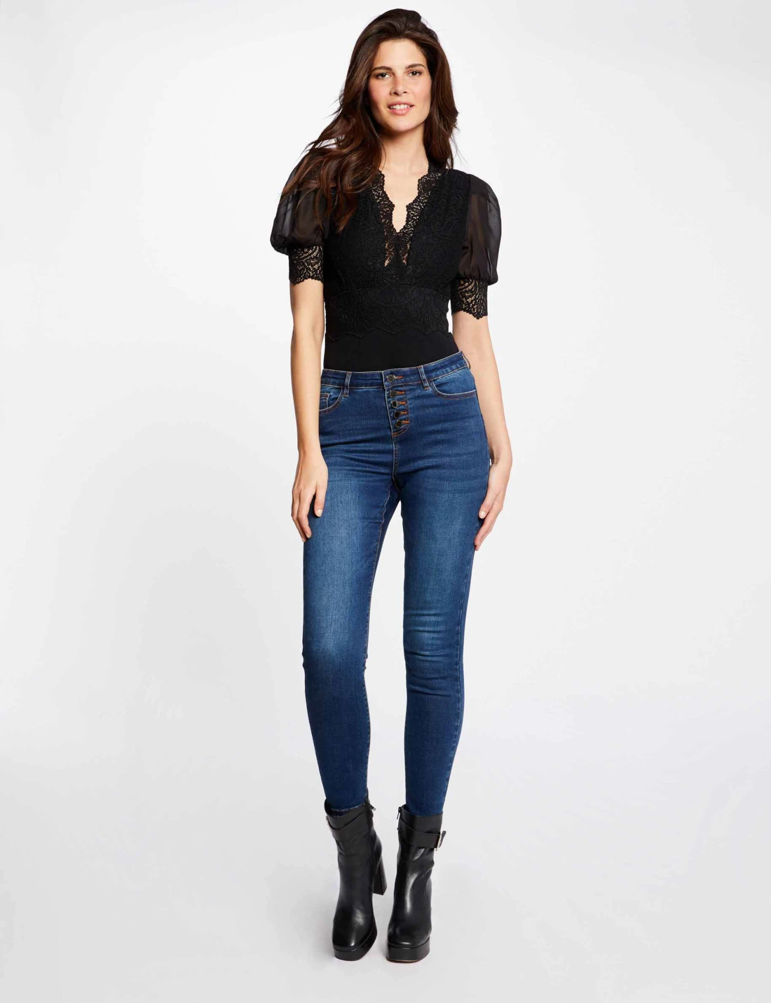 Body Manches Courtes à Dentelle Noir Femme 3 Body Manches Courtes à Dentelle Noir Femme – Image 3