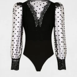 Body Manches Longues à Dentelle Noir Femme -Morgandetoi Boutique body manches longues a dentelle noir femme vue3 32536300906870100