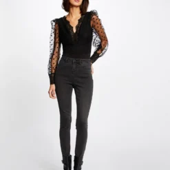 Body Manches Longues à Dentelle Noir Femme -Morgandetoi Boutique body manches longues a dentelle noir femme vue5 32536300906870100