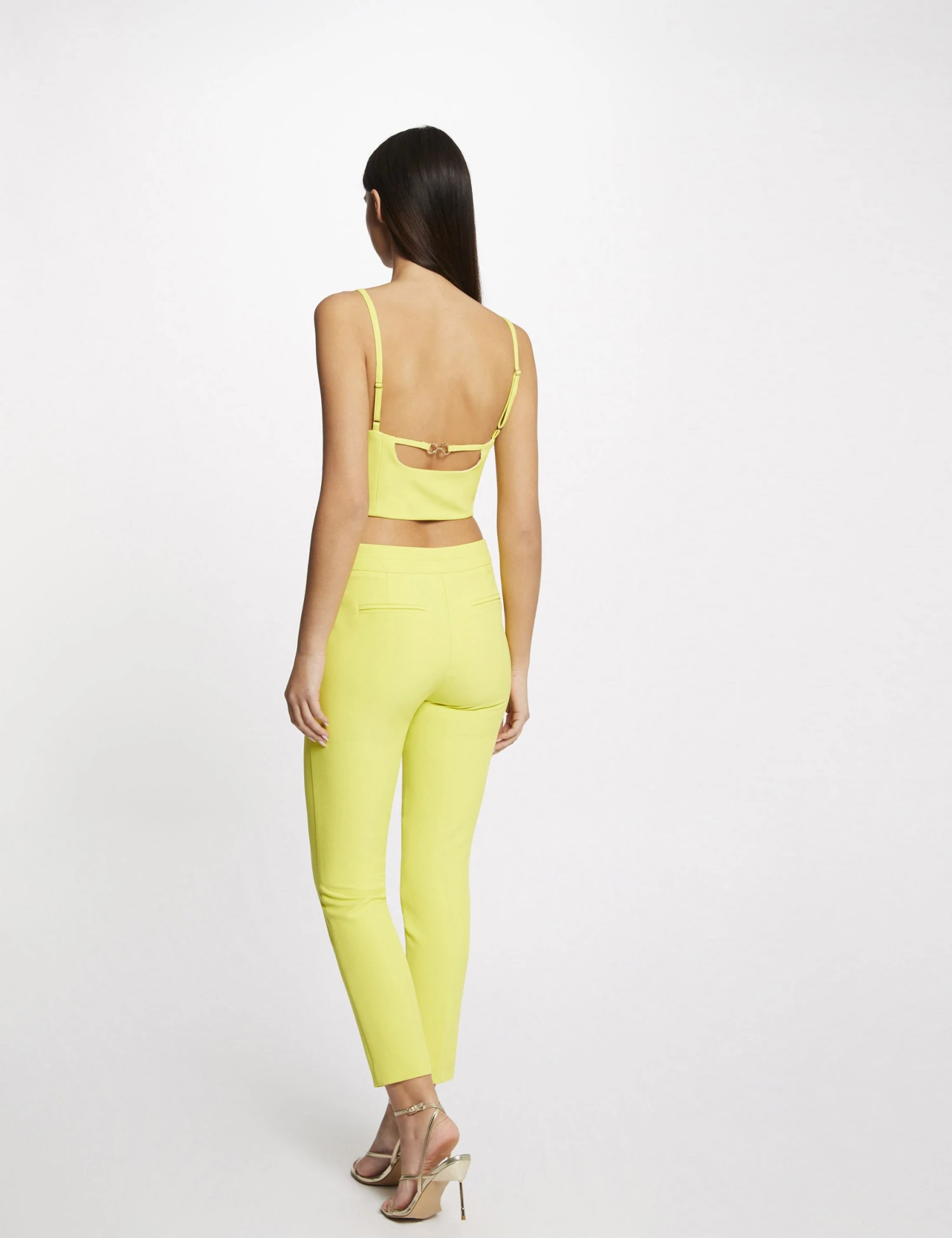 Bustier Crop Top à Ornement Dos Jaune Femme 2 Bustier Crop Top à Ornement Dos Jaune Femme – Image 2