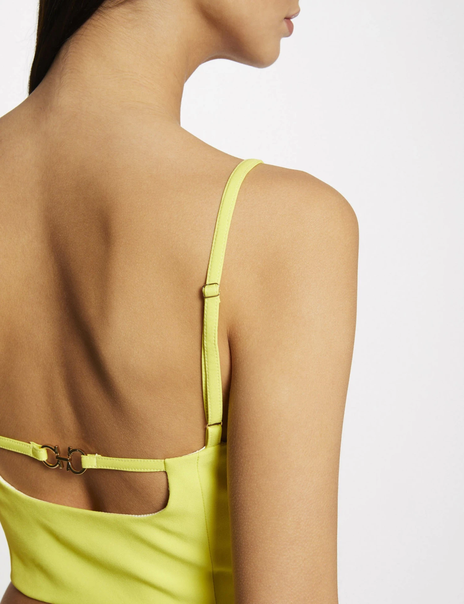 Bustier Crop Top à Ornement Dos Jaune Femme 5 Bustier Crop Top à Ornement Dos Jaune Femme – Image 5