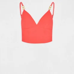 Bustier Crop Top Ornement Aux Bretelles Orange Femme -Morgandetoi Boutique bustier crop top ornement aux bretelles orange femme vue3 32536300939490703