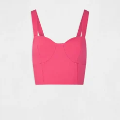 Bustier Crop Top Zippé Rose Moyen Femme -Morgandetoi Boutique bustier crop top zippe rose moyen femme vue3 32536300931640514