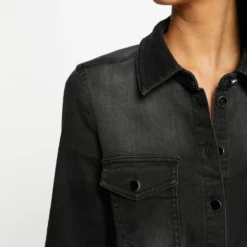 Combinaison Ajustée Ceinturée En Jean Gris Anthracite Femme -Morgandetoi Boutique combinaison ajustee ceinturee en jean gris anthracite femme vue4 32536300951500103