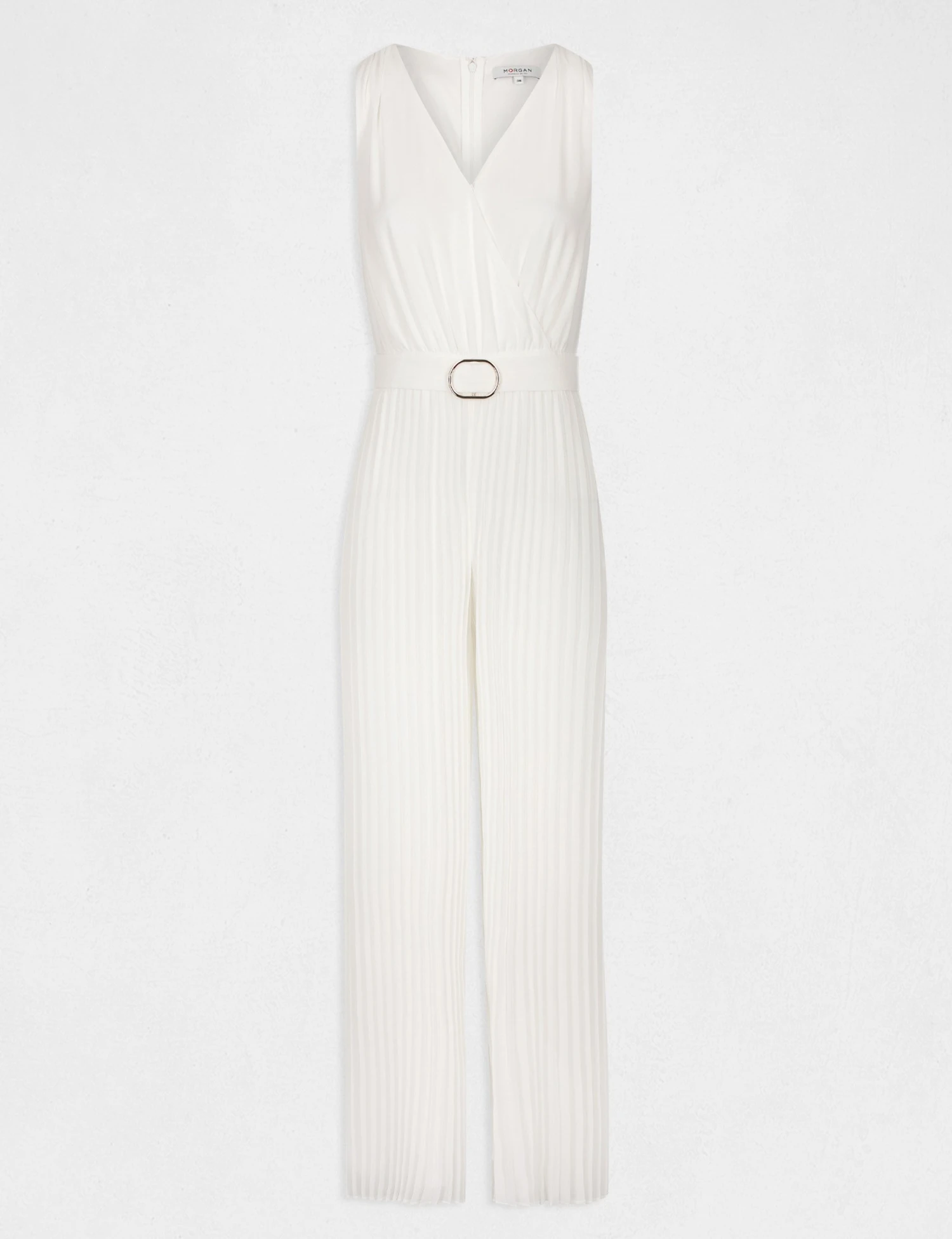 Combinaison Ample à Jambes Plissées Ecru Femme 4 Combinaison Ample à Jambes Plissées Ecru Femme – Image 4