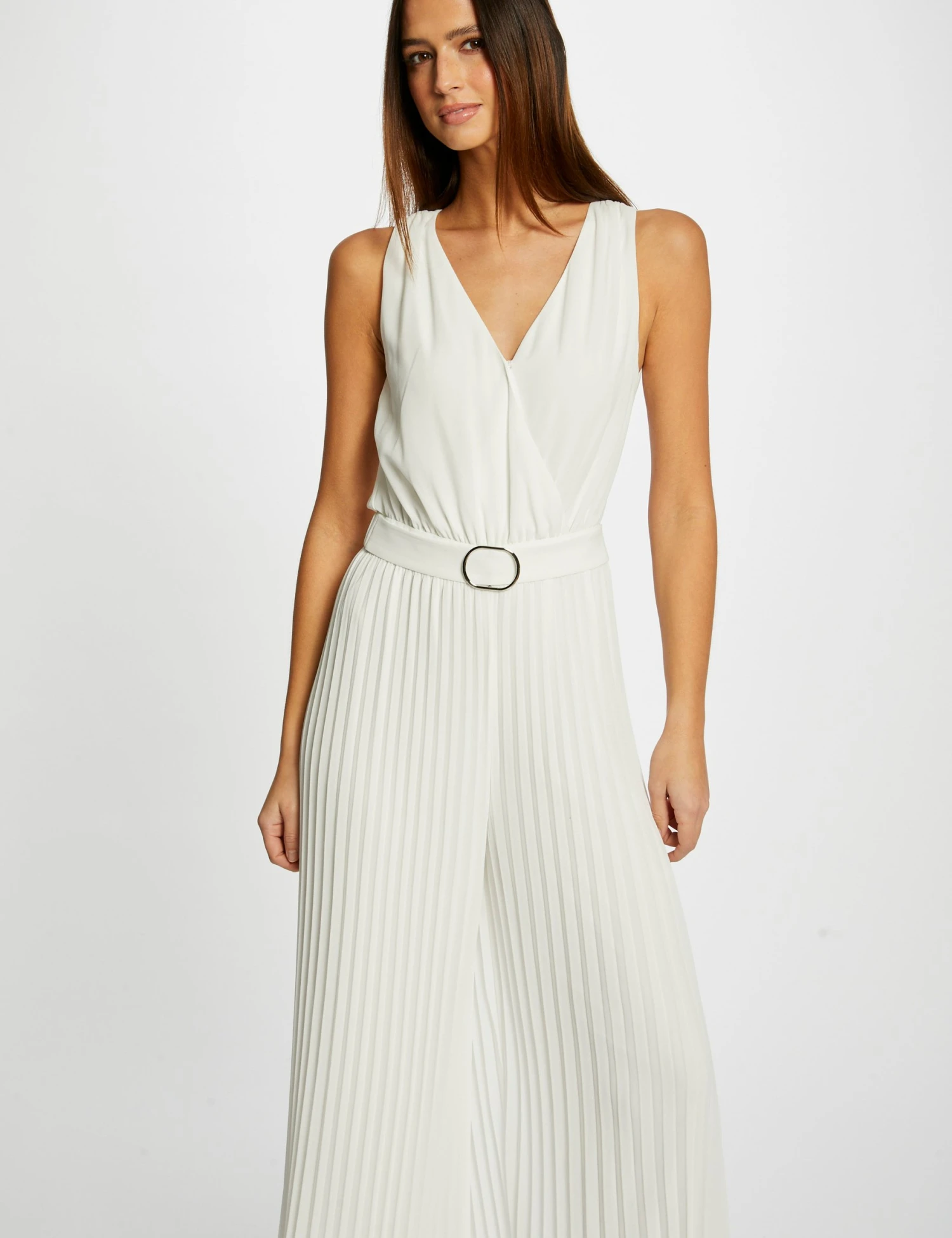 Combinaison Ample à Jambes Plissées Ecru Femme 3 Combinaison Ample à Jambes Plissées Ecru Femme – Image 3