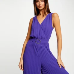 Combinaison Ample à Jambes Plissées Violet Fonce Femme