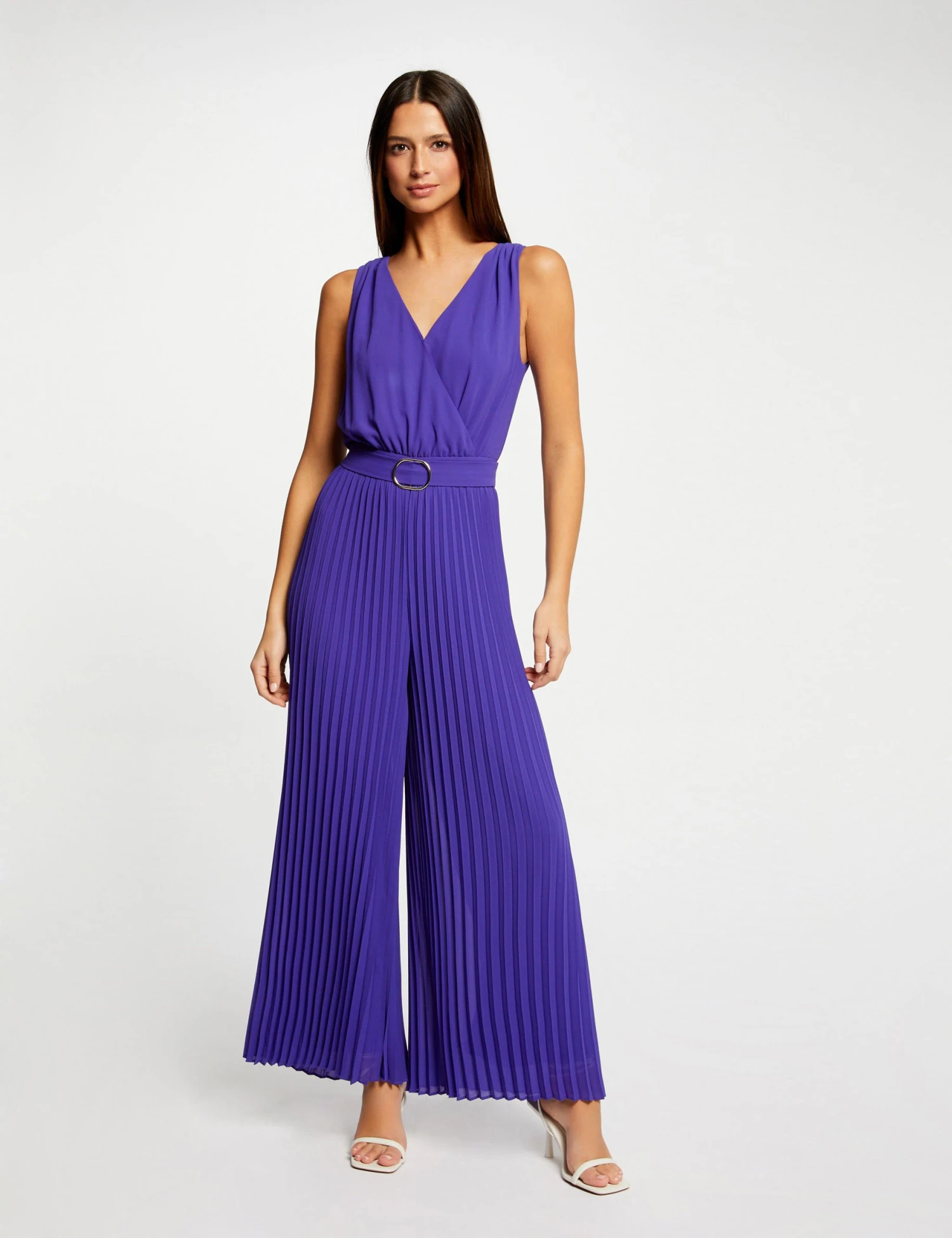Combinaison Ample à Jambes Plissées Violet Fonce Femme 3 Combinaison Ample à Jambes Plissées Violet Fonce Femme – Image 3