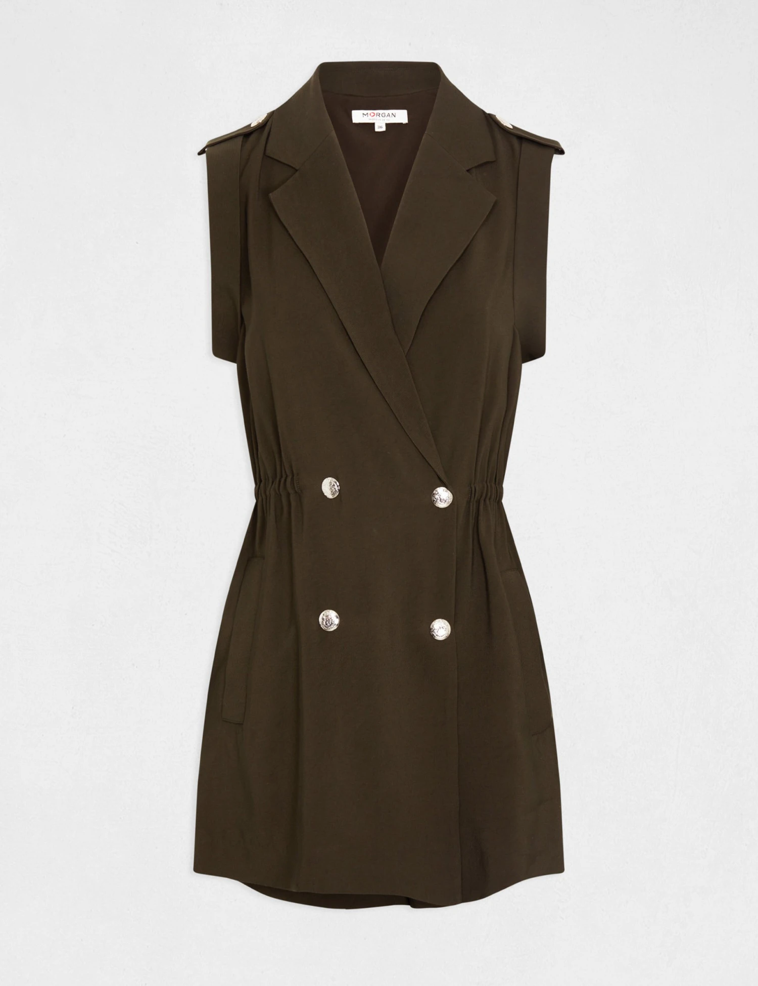 Combinaison Cintrée Double Boutonnage Vert Fonce Femme 4 Combinaison Cintrée Double Boutonnage Vert Fonce Femme – Image 4