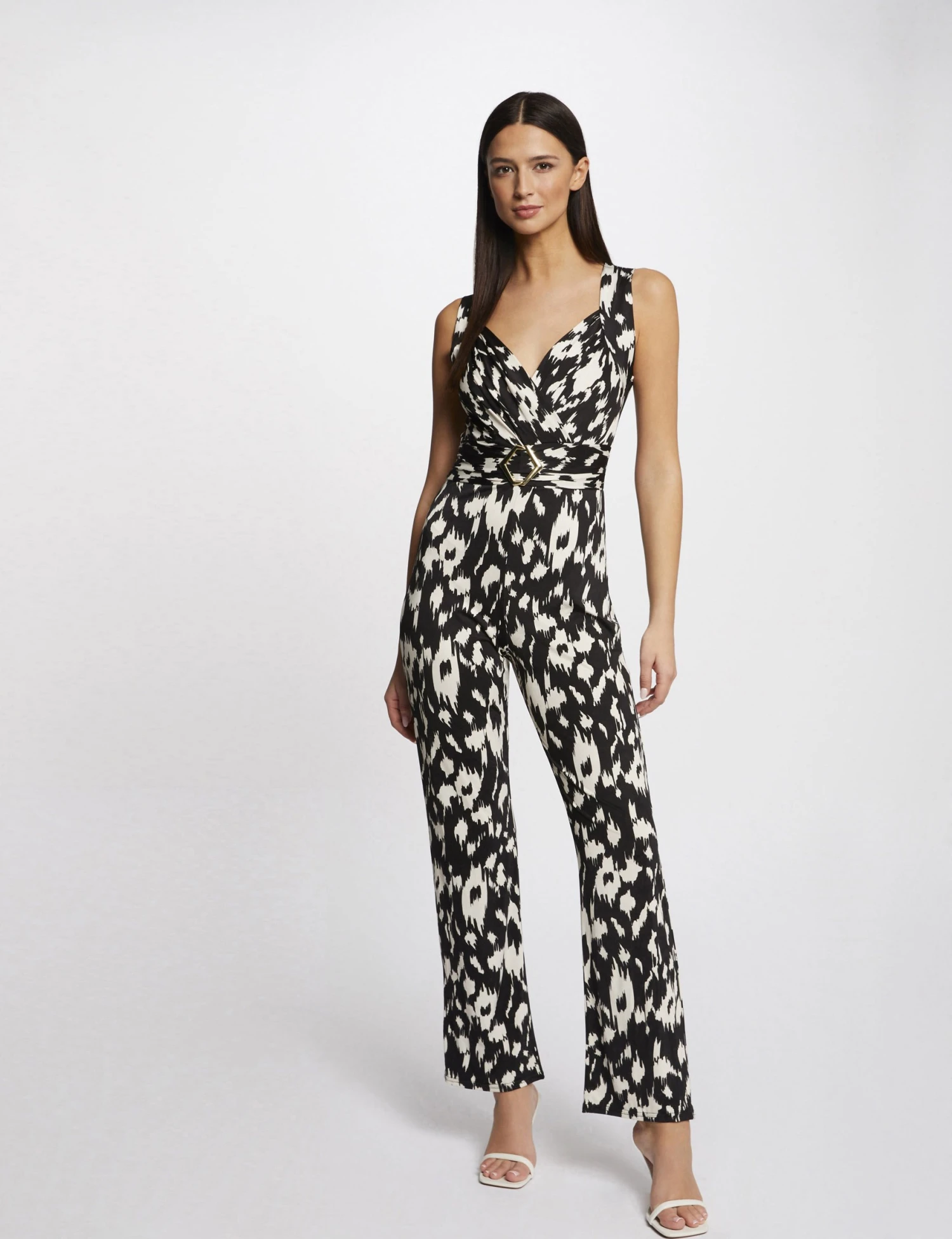 Combinaison Cintrée Imprimé Abstrait Noir Femme 1 Combinaison Cintrée Imprimé Abstrait Noir Femme