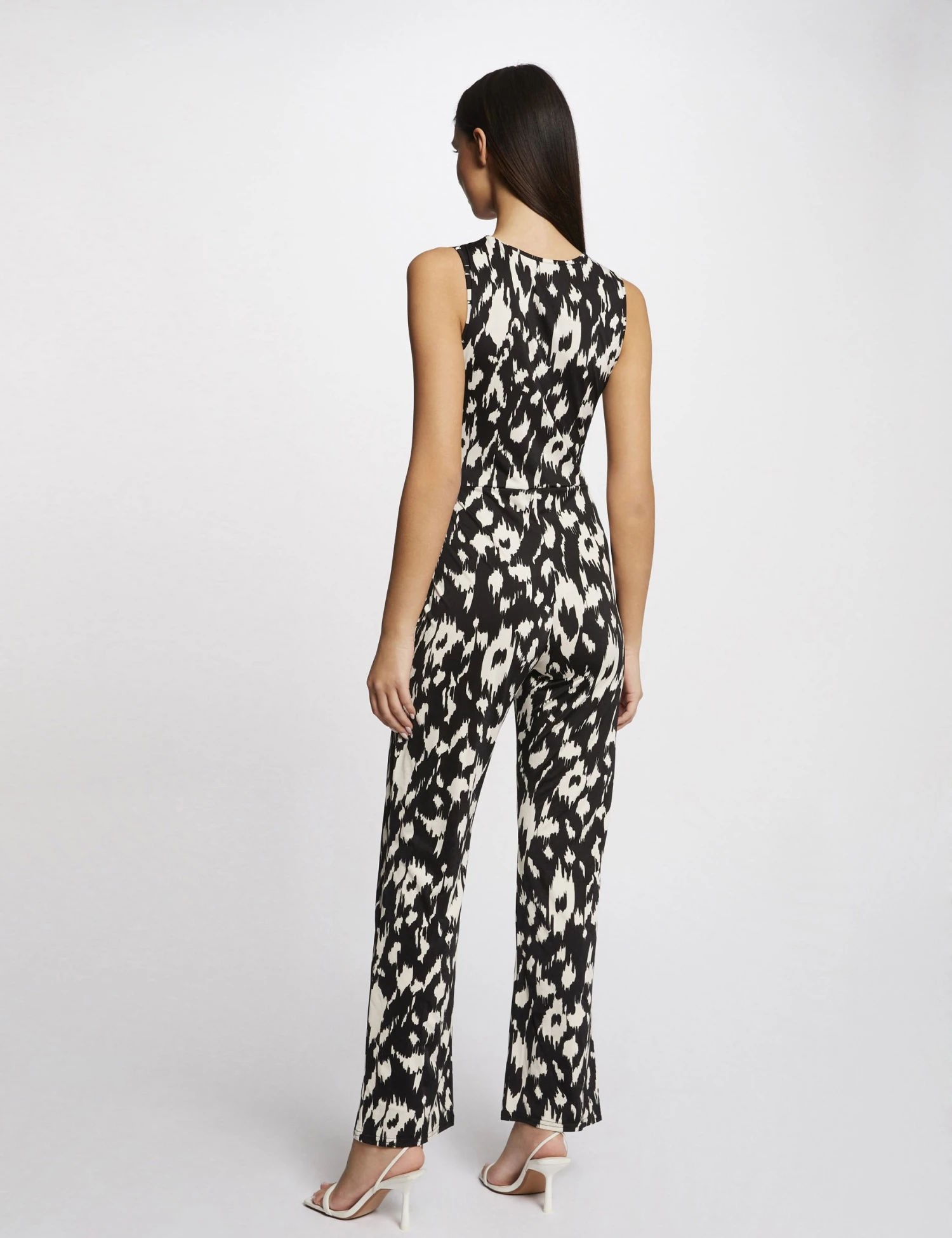 Combinaison Cintrée Imprimé Abstrait Noir Femme 2 Combinaison Cintrée Imprimé Abstrait Noir Femme – Image 2